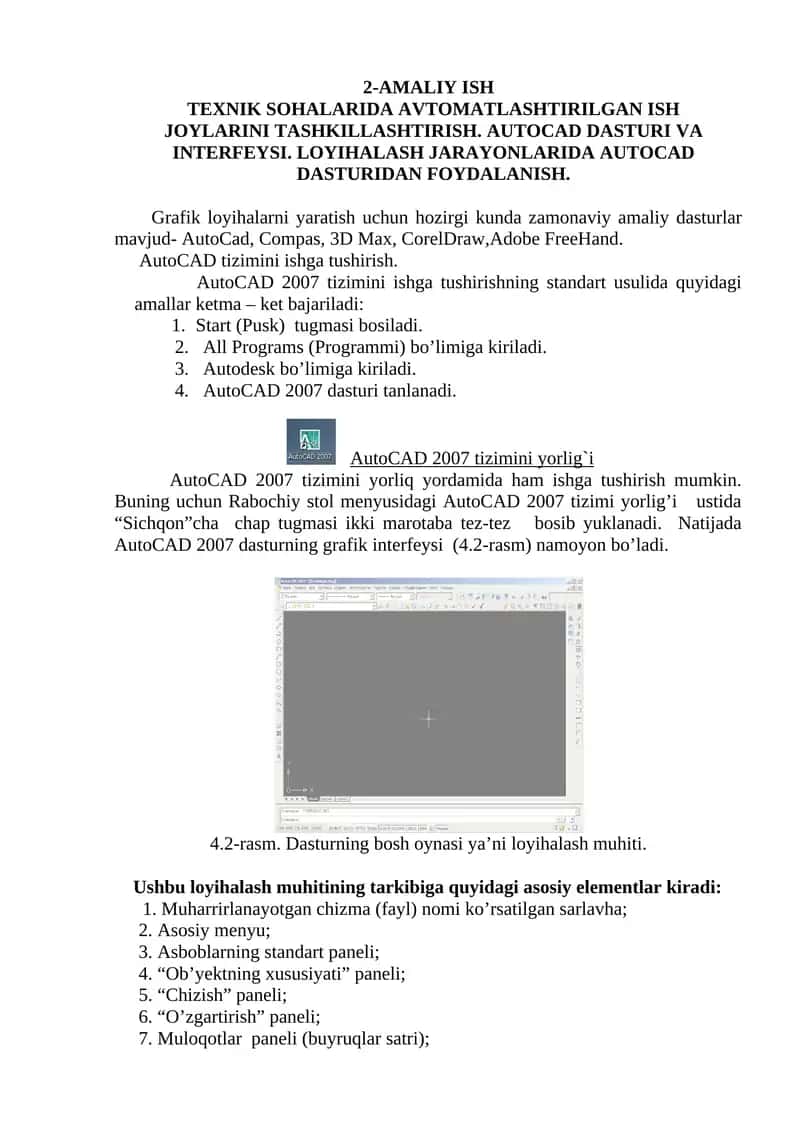 AutoCAD 2007 tizimi 1