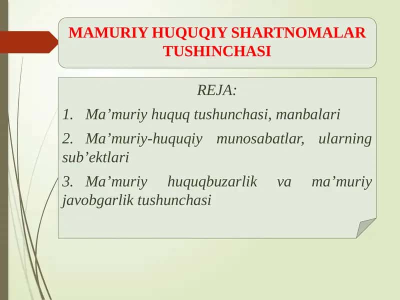 MAMURIY HUQUQIY SHARTNOMALAR TUSHINCHASI 1
