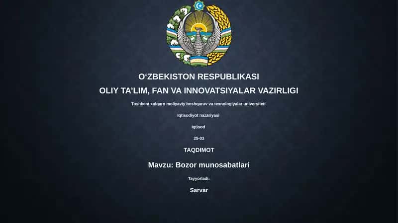 Bozor munosabatlari 1