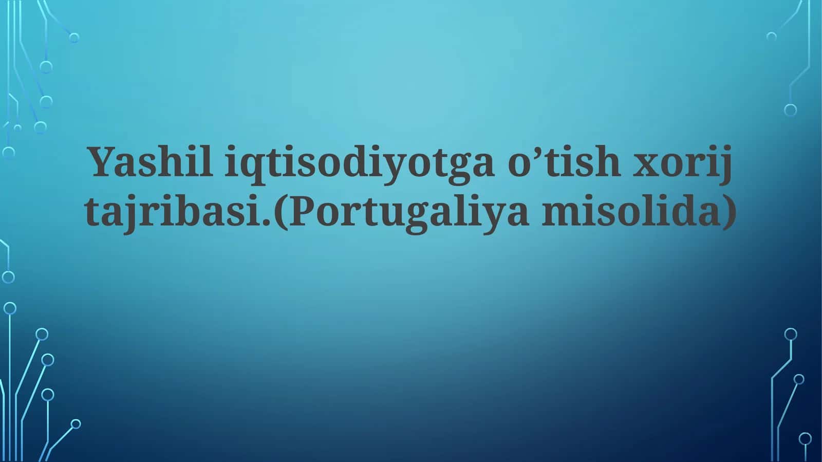 Portugaliyaning Yashil O'tish Safarlari 1
