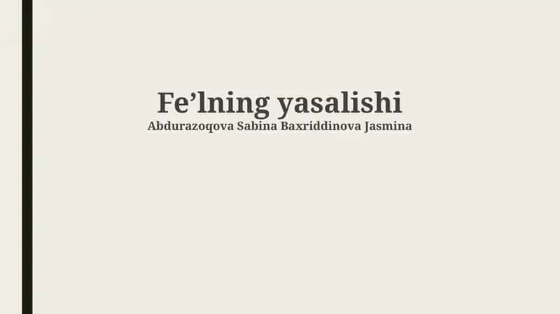 Fe’lning yasalishi 1
