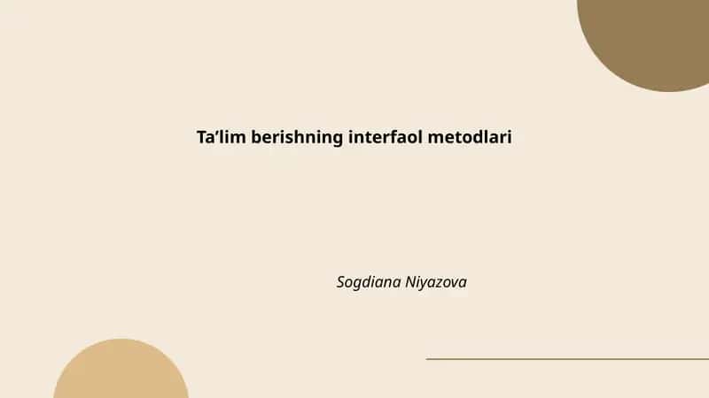 Ta’lim berishning interfaol metodlari 1
