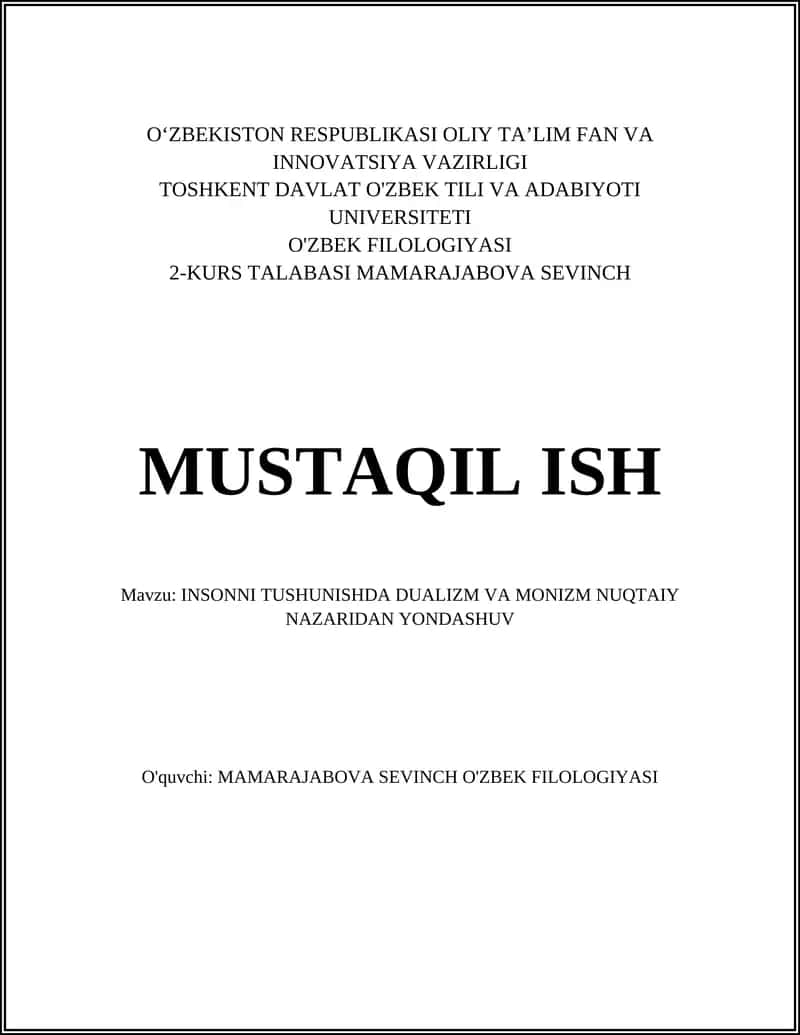 Dualizm va Monizm 1
