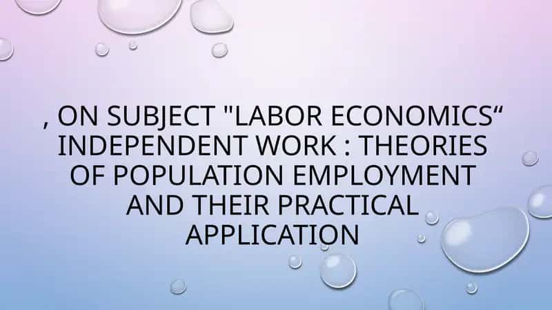"LABOR ECONOMICS“ INDEPENDENT WORK 1