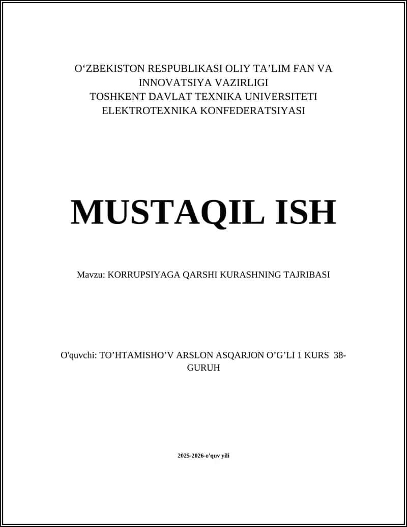 KORRUPSIYAGA QARSHI KURASHNING TAJRIBASI 1