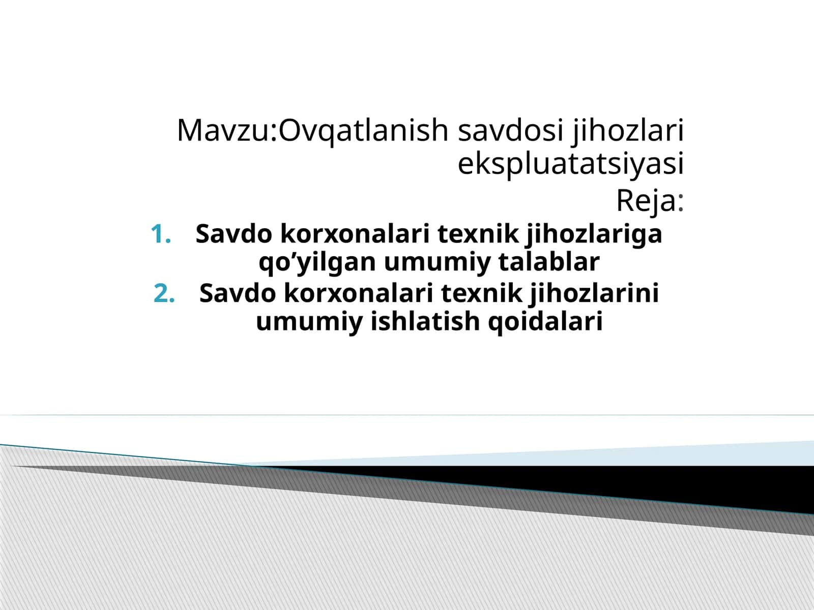 Ovqatlanish savdo sifati jihozlarining ekspluatatsiyasi 1