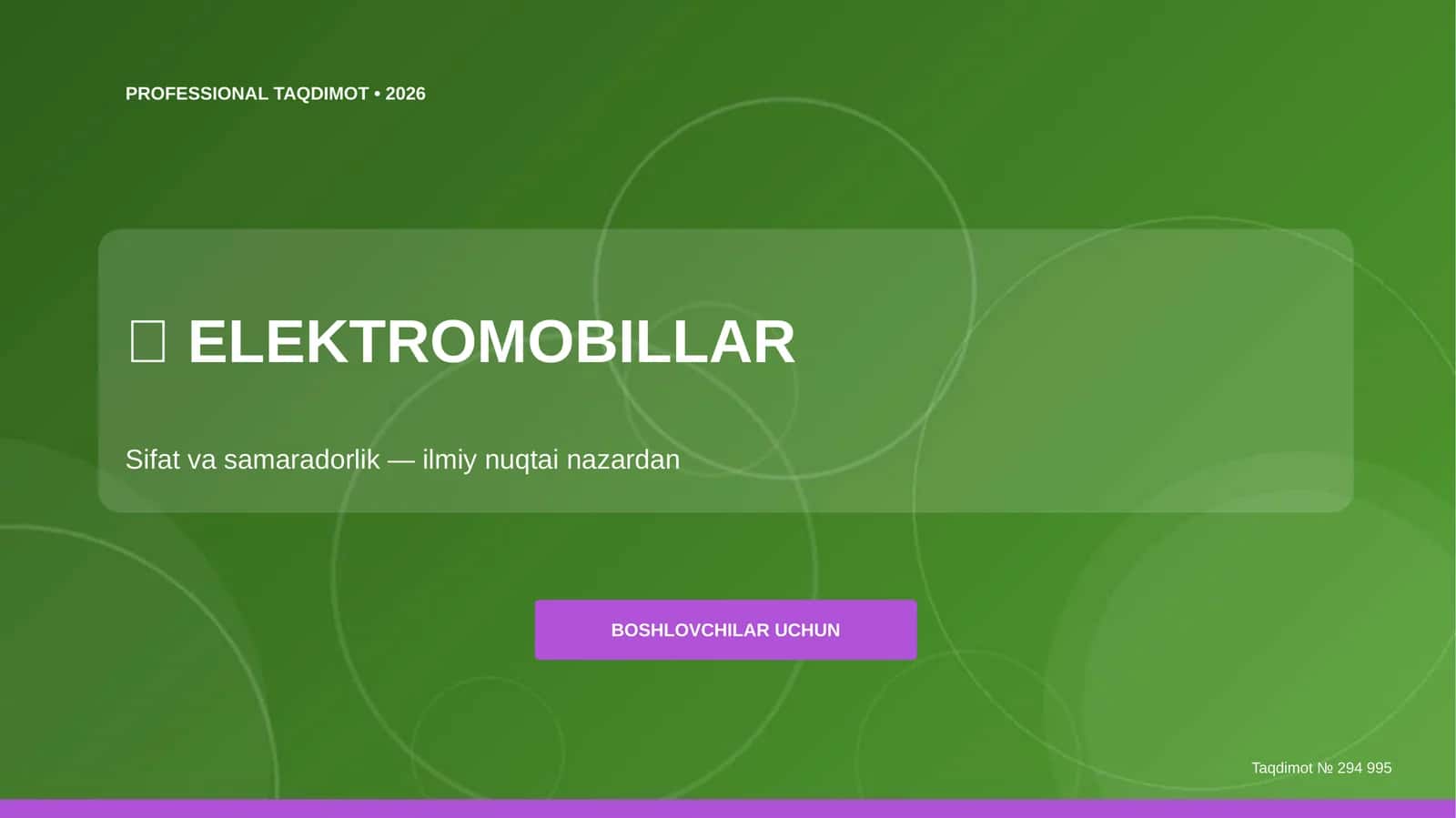 ELEKTROMOBILLAR: sifat va samaradorlik 1