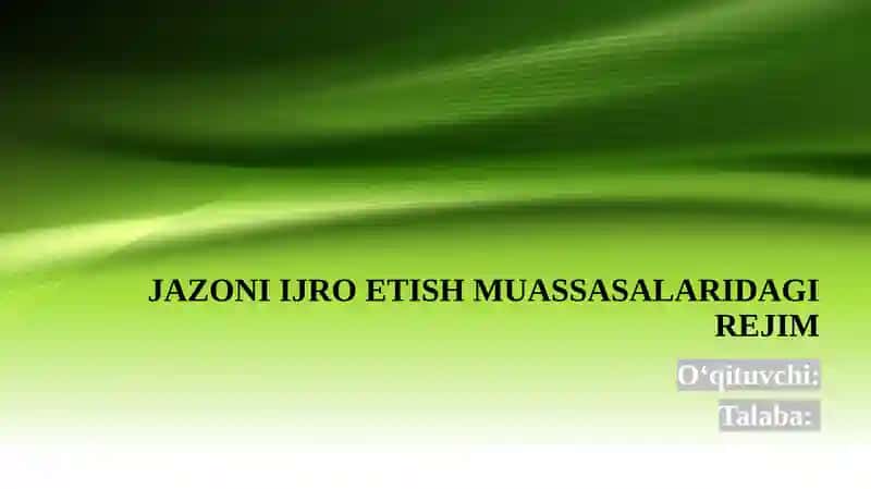 Jazoni Ijro Etish Muassasalaridagi Rejim
