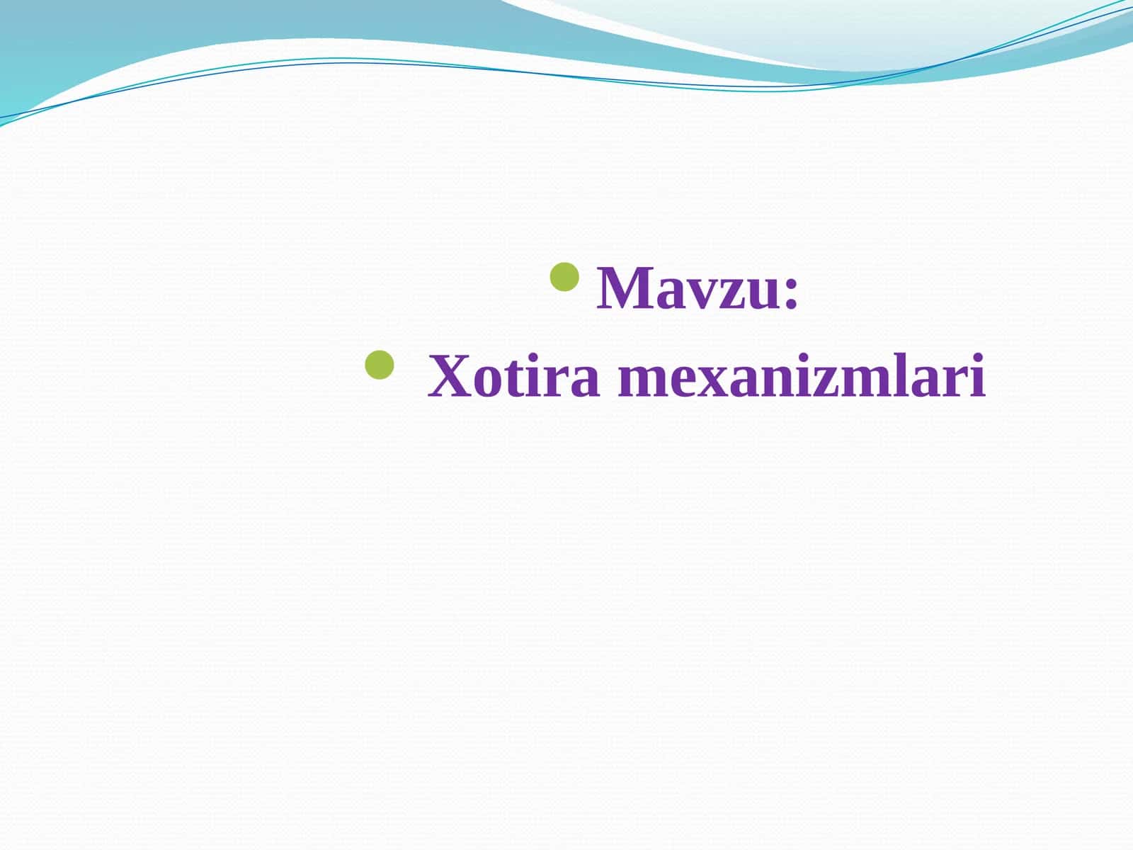 Xotira mexanizmlari 1