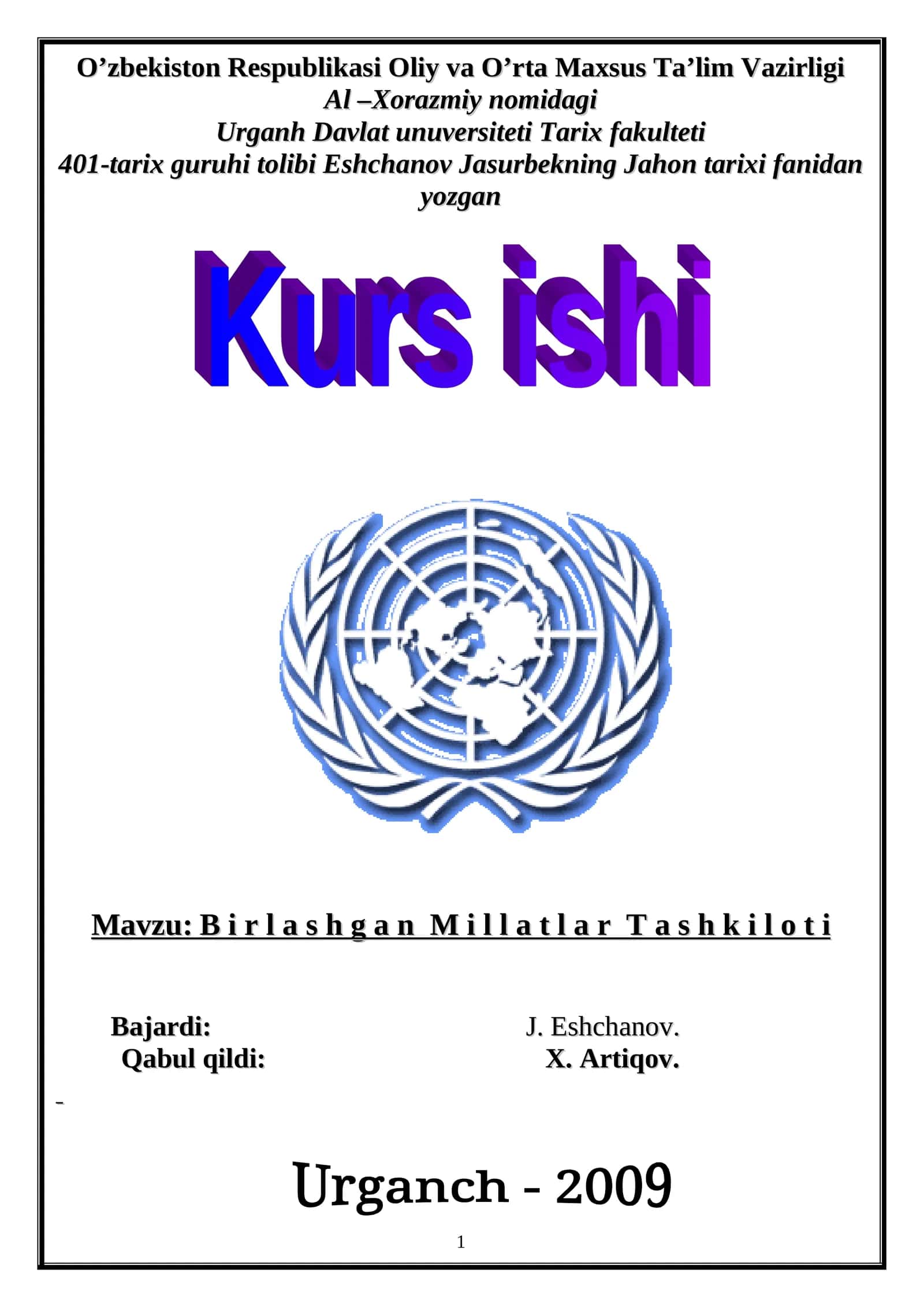 Birlashgan Millatlar Tashkiloti 1