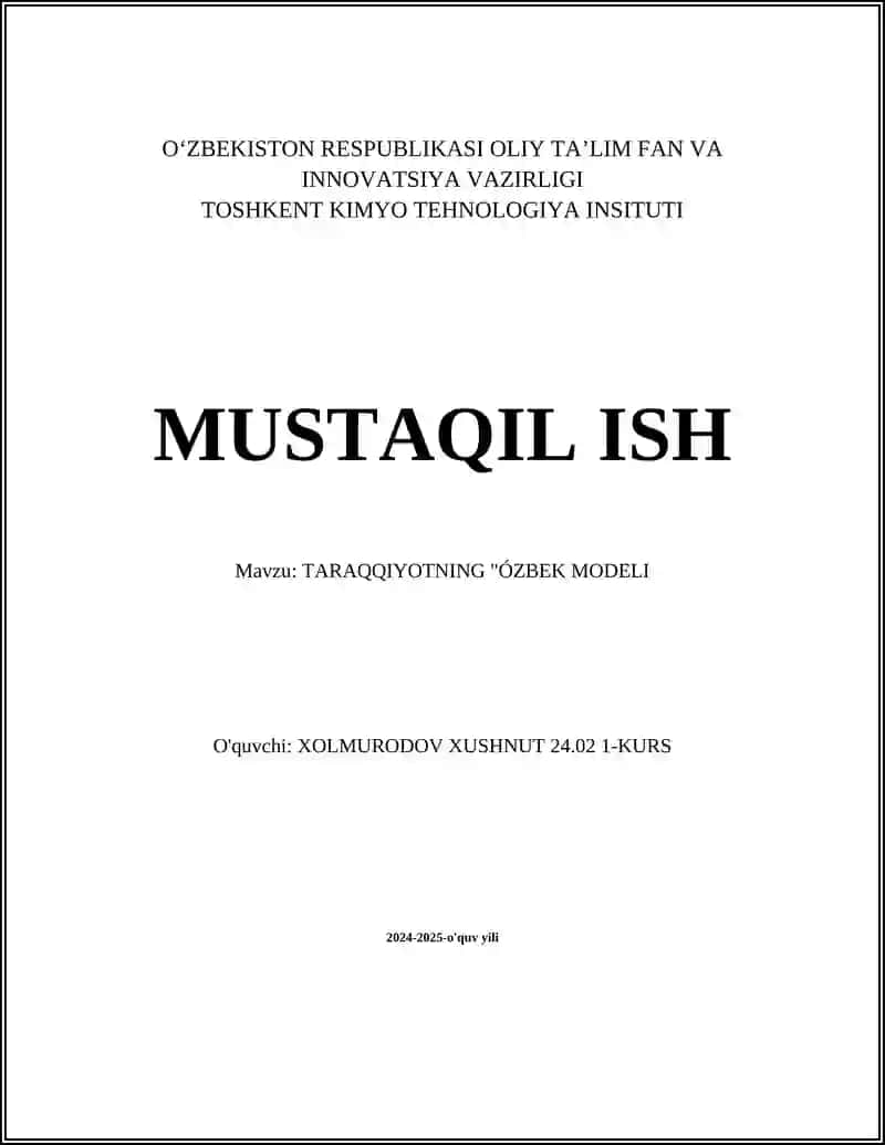 TARAQQIYOTNING "ÓZBEK MODELI