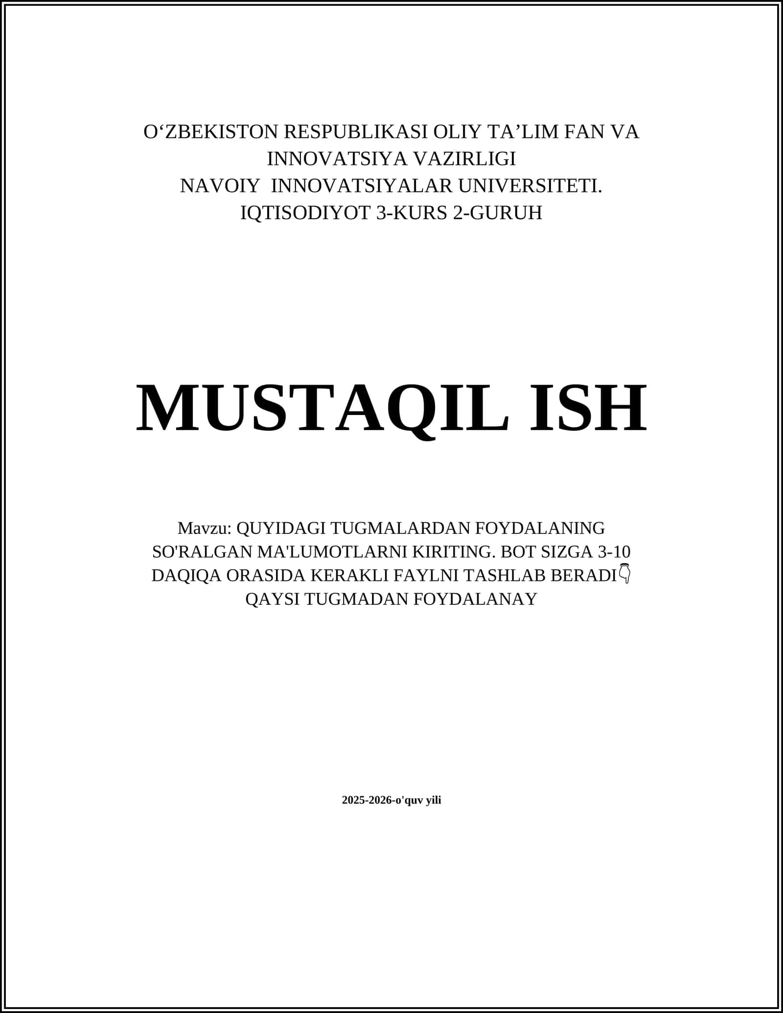 QUYIDAGI TUGMALARDAN FOYDALANING 1