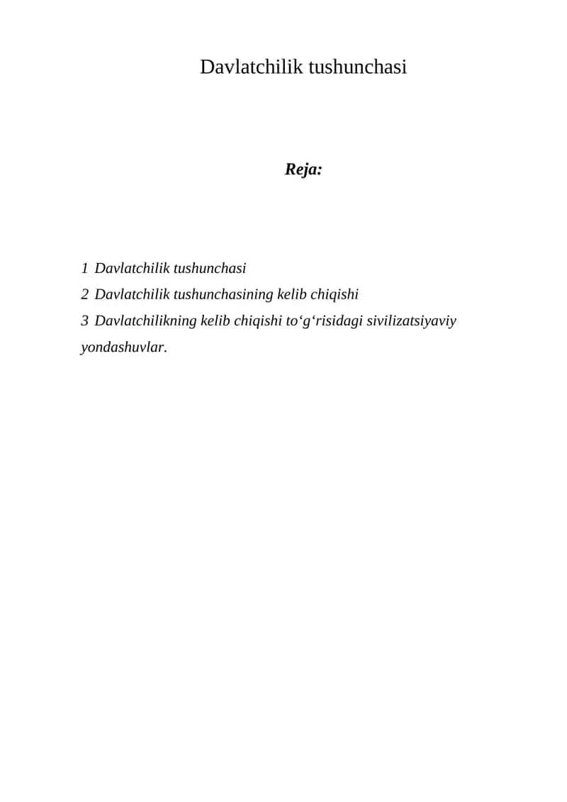 Davlatchilik tushunchasi 1