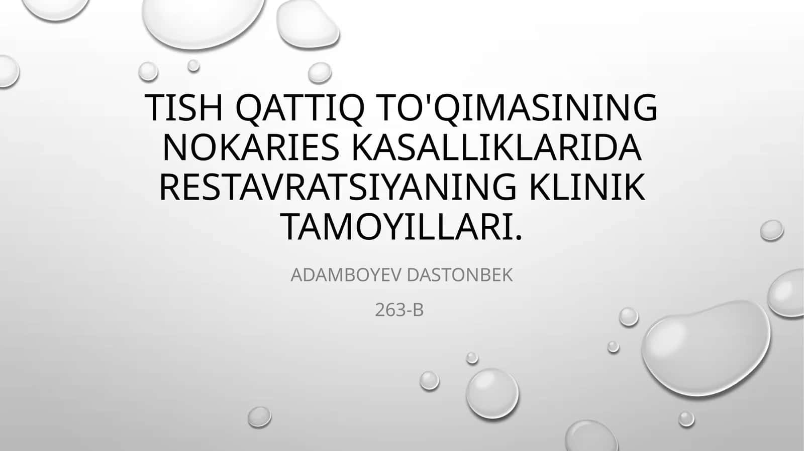 tish qattiq toʻqimalarini nokaries kasalliklarini restavrativ davolash 1