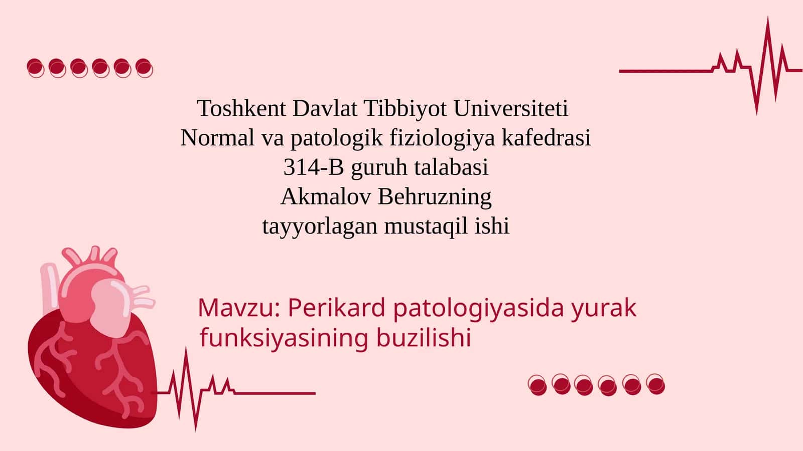 Perikard patologiyasida yurak funksiyasining buzilishi 1