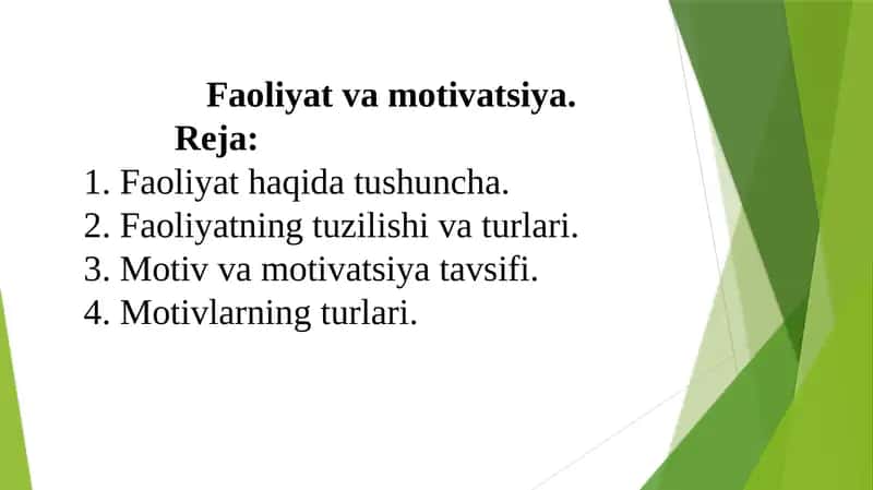 Faoliyat va motivatsiya 1