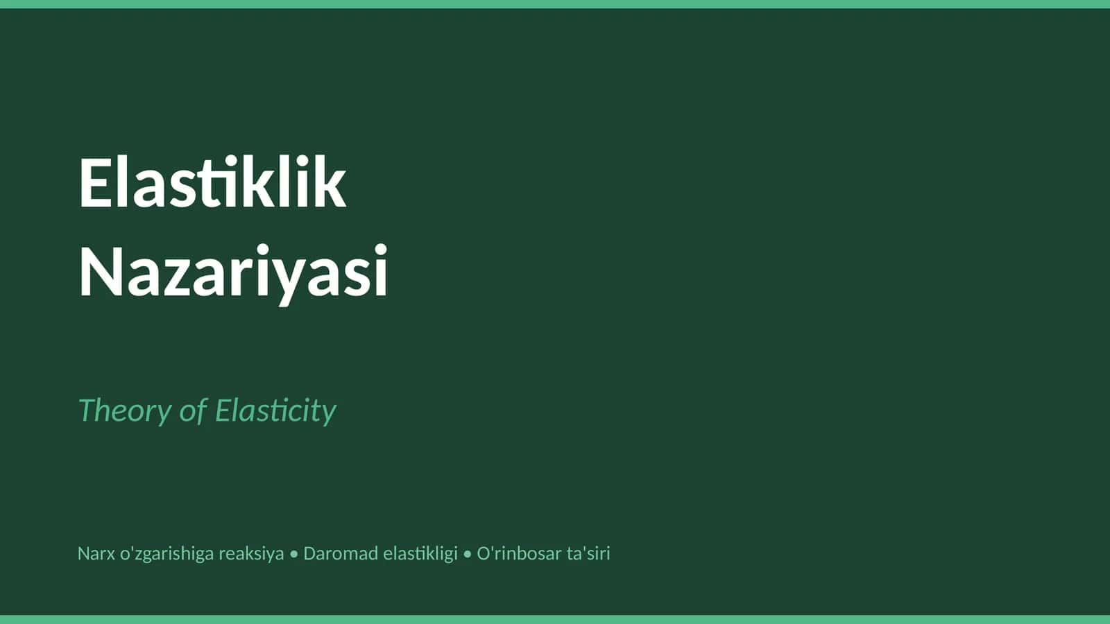 Talab Elastikligi (Price Elasticity of Demand) 1