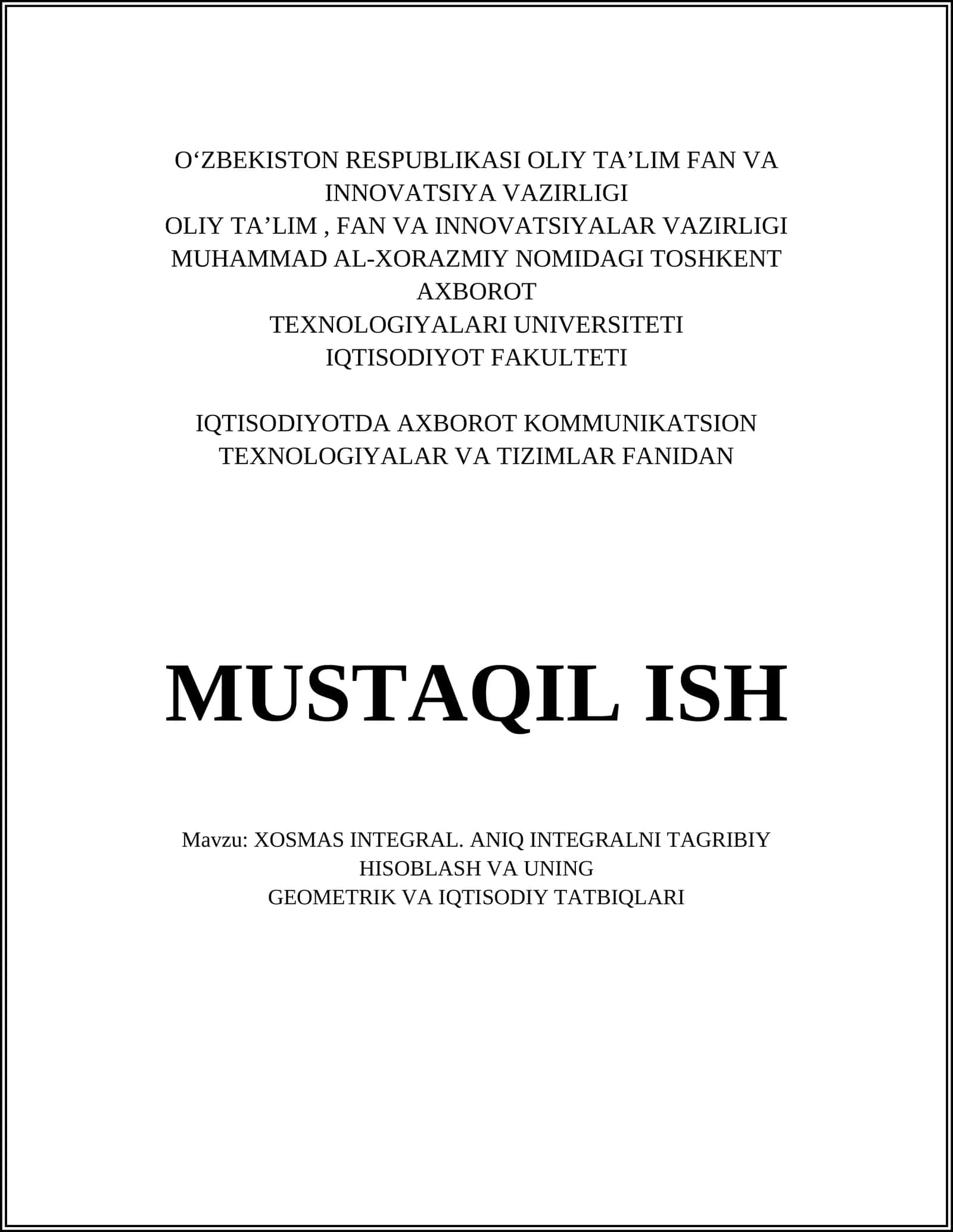 XOSMAS INTEGRAL 1