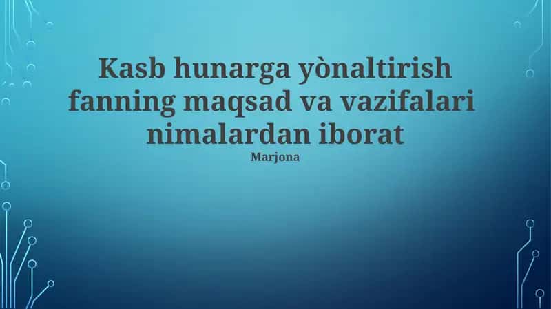 Kasb-hunar ta'limi 1