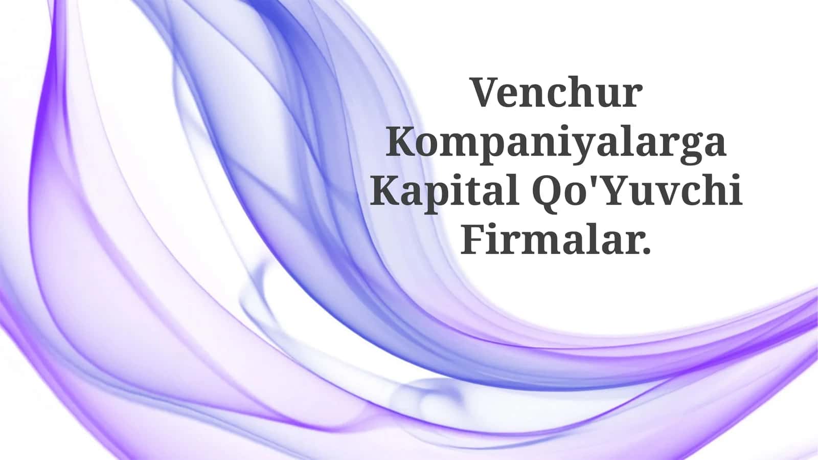 Venchur Kompaniyalarga Kapital Qo'YuvchiFirmalar 1
