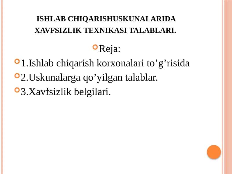Xavfsizlik texnikasi talablari 1