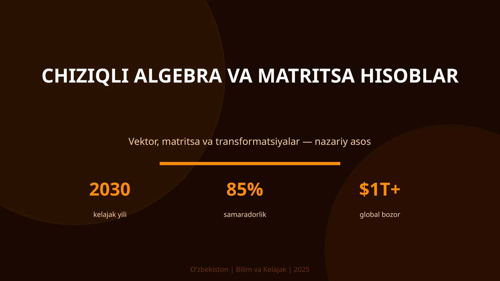 Chiziqli algebra va matritsa hisoblar 1