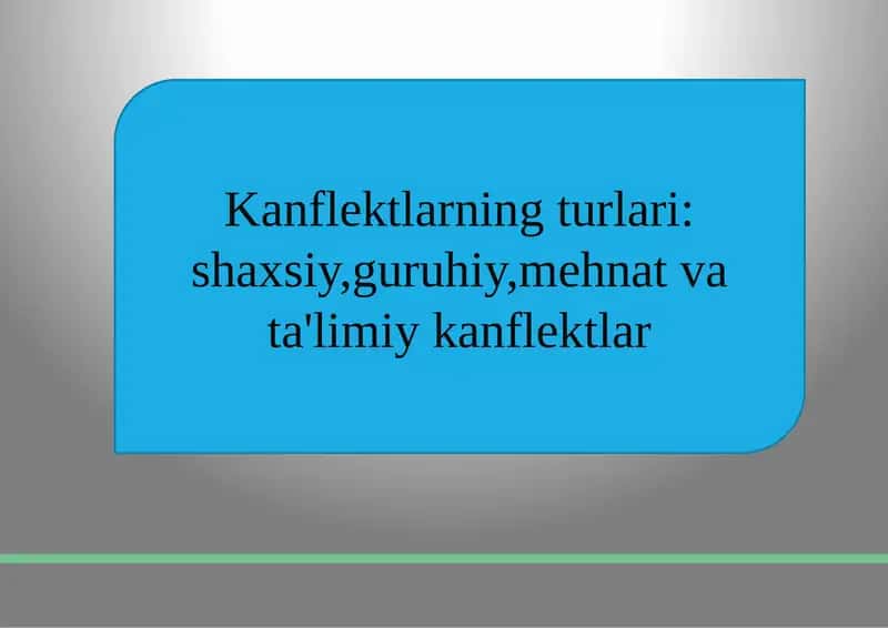 Konfliktlar va ularning turli xil turlari 1