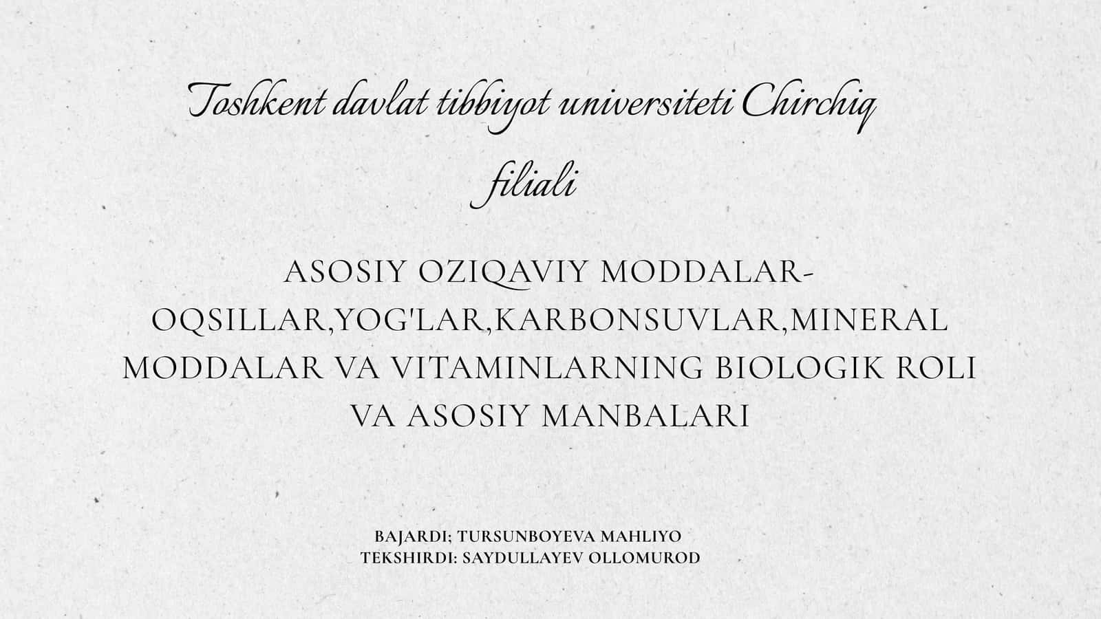 Oziq moddalar haqida umumiy tushuncha 1