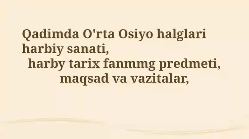 Qadimda O'rta Osiyo halglari harbiy sanati