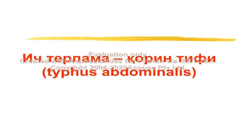 Қорин тифи (Typhus abdominalis) 1