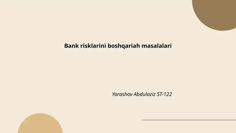 Kredit riskini boshqarish strategiyalari 1