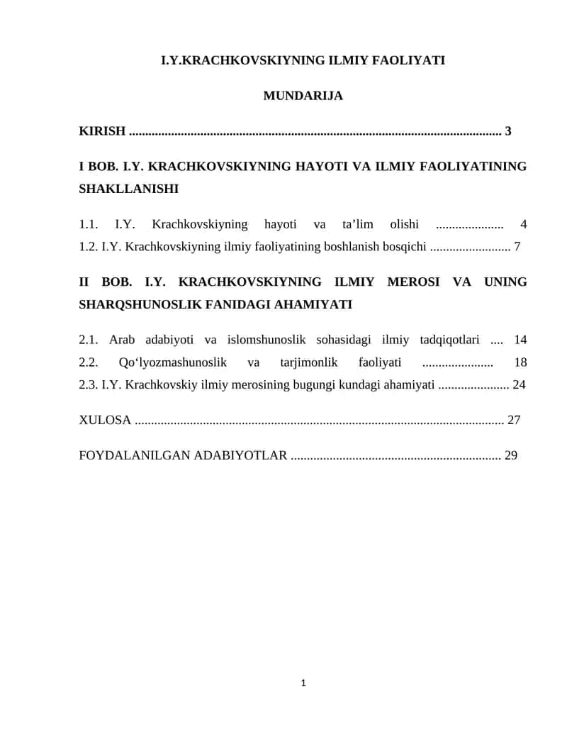 I.Y.Krachkovskiyning ilmiy faoliyati 1