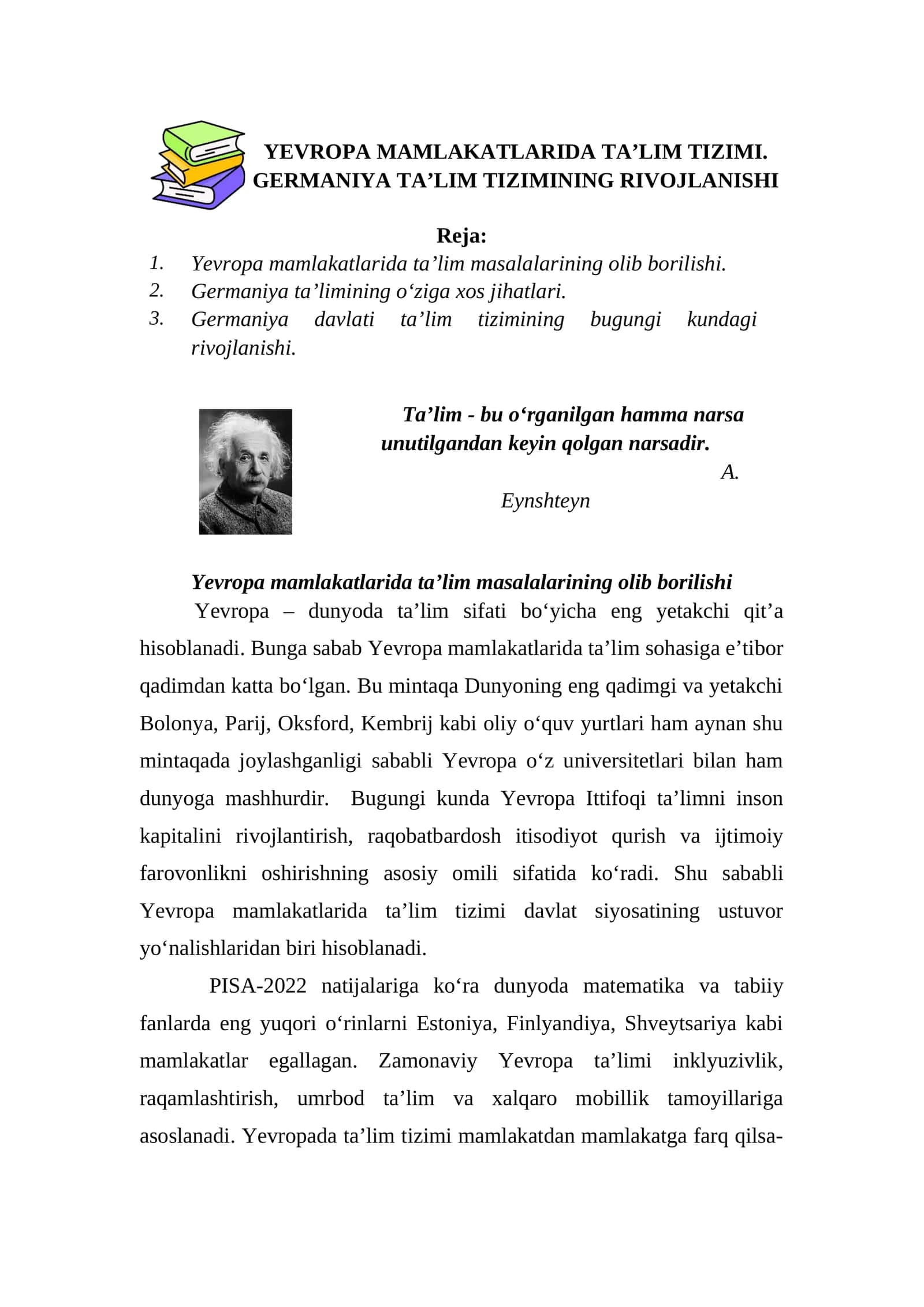 YEVROPA VA GERMANIYA TALIM TIZIMI 1