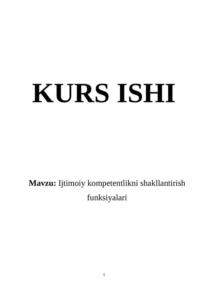 Ijtimoiy kompetentlikni shakllantirish funksiyalari 1