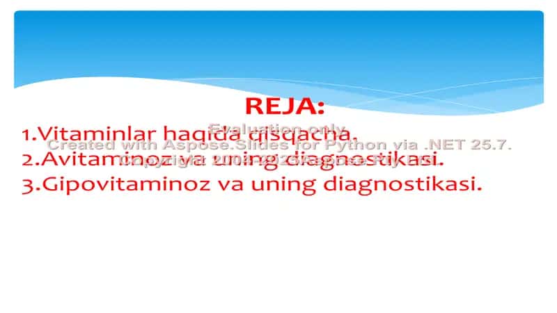 Avitaminoz va uning diagnostikasi 1