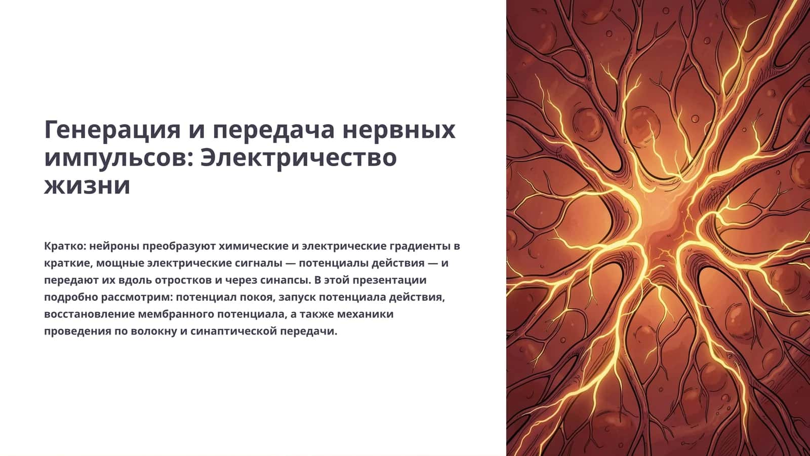 Генерация и передача нервных импульсов: Электричество жизни 1