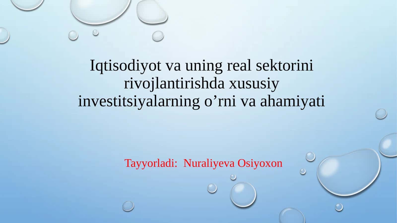 Xususiy investitsiyalar mazmuni 1