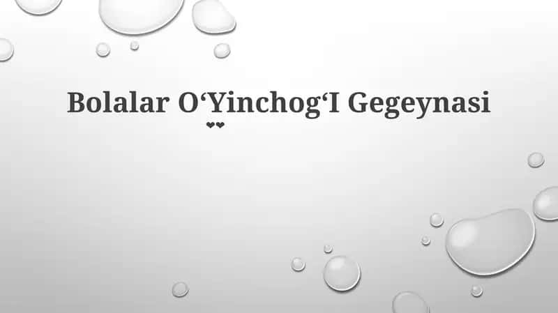 Bolalar OʻYinchogʻI Gegeynasi 1