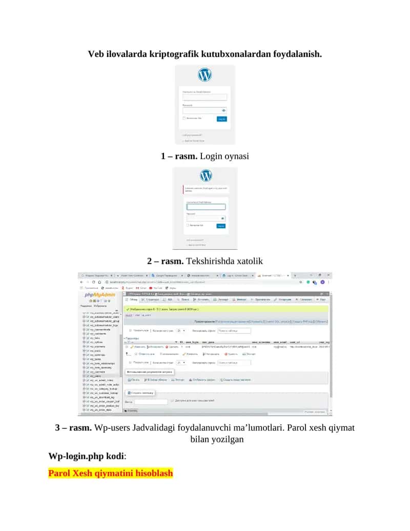Veb ilovalarda kriptografik kutubxonalardan foydalanish. 1