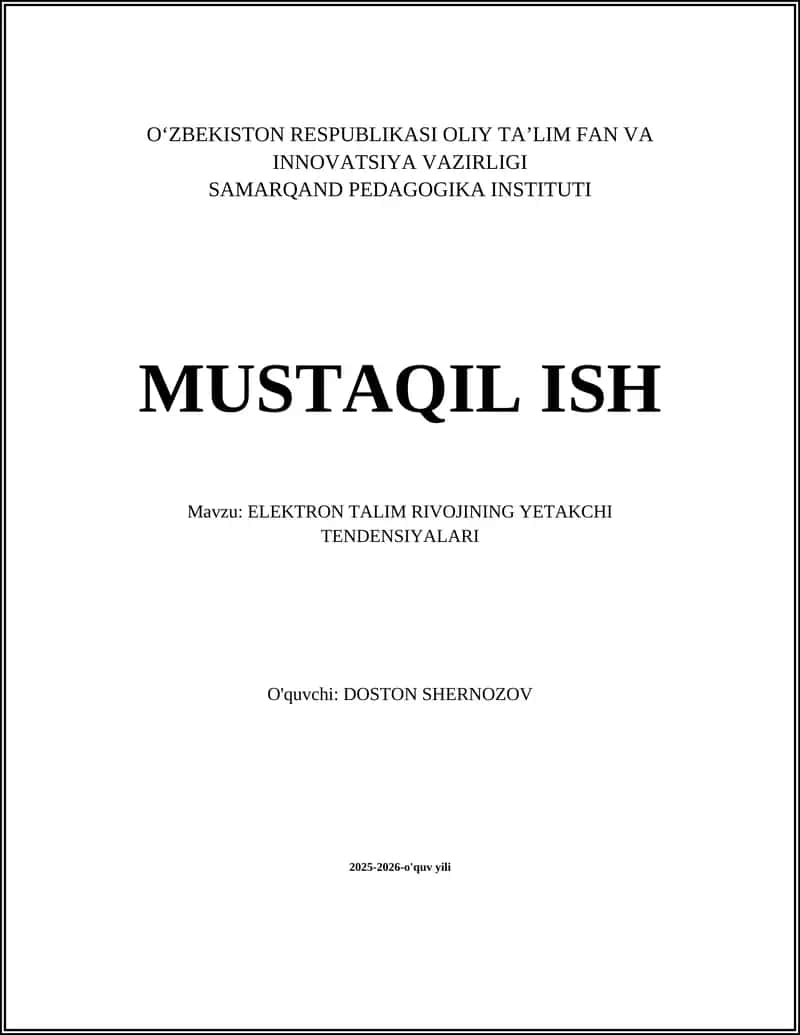 ELEKTRON TALIM RIVOJINING YETAKCHI TENDENSIYALARI 1