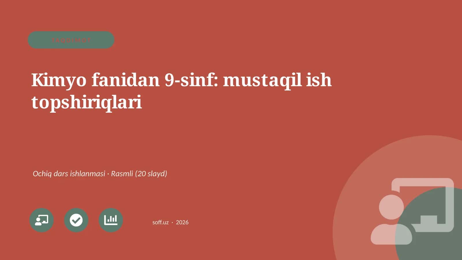Kimyo fanidan 9-sinf: mustaqil ish topshiriqlari 1