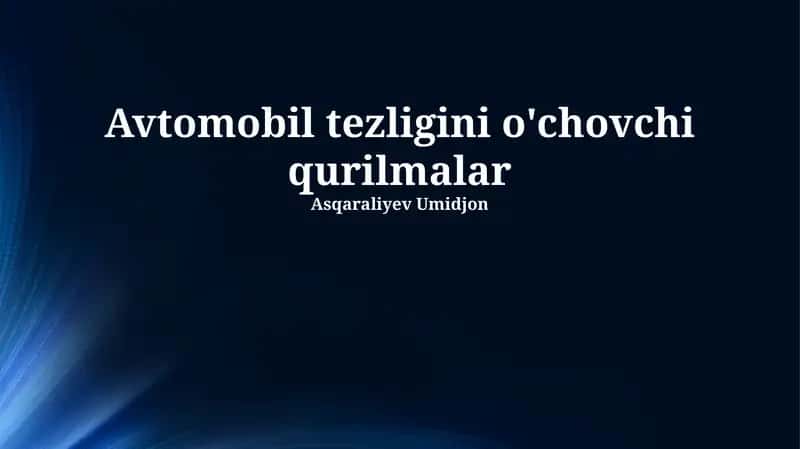 Lazer tezlik o'lchagichlar 1