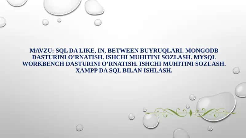 SQL da LIKE, IN, BETWEEN buyruqlari 1