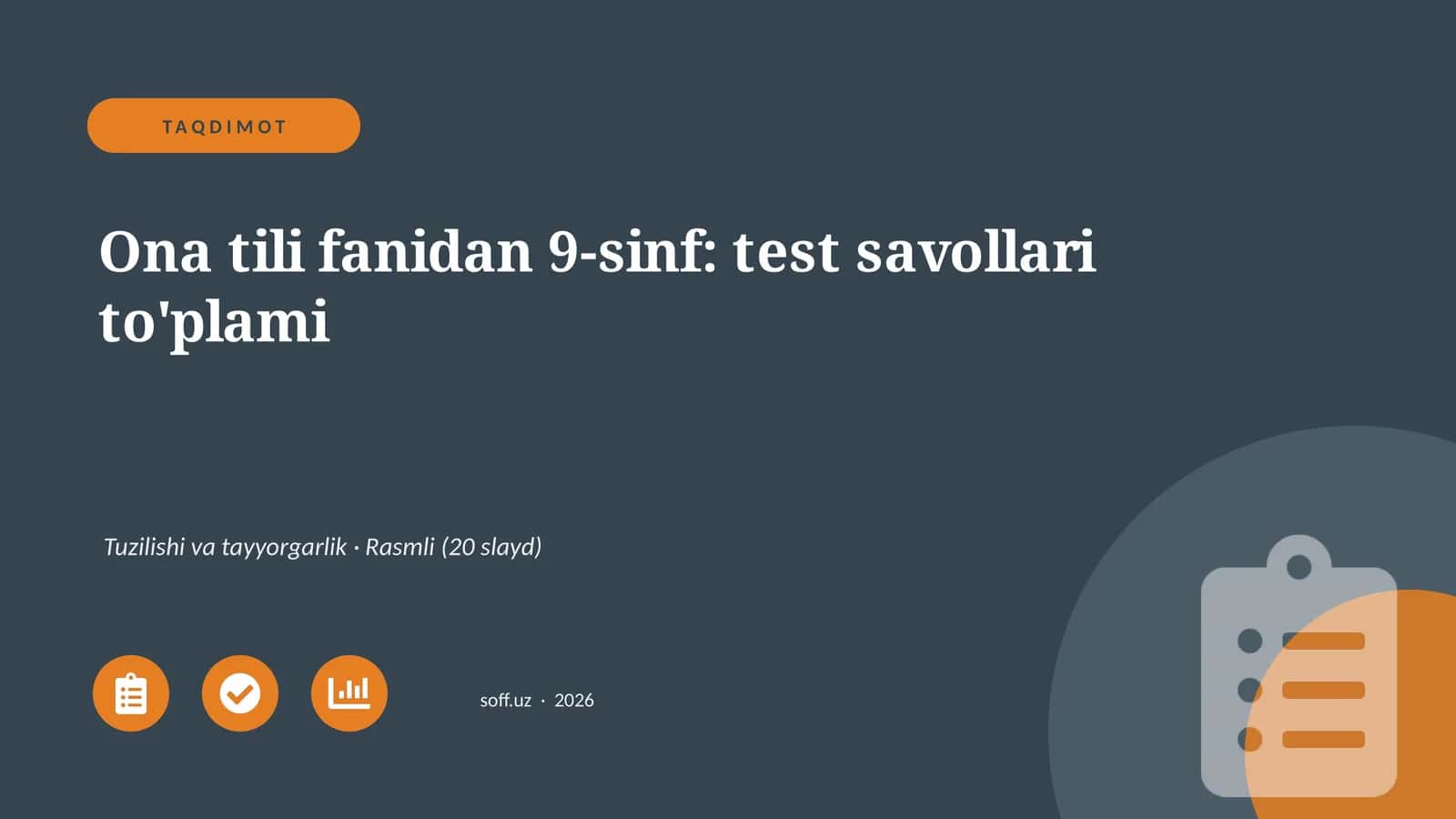 Ona tili fanidan 9-sinf: test savollari to'plami 1