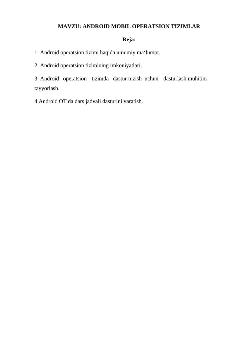 ANDROID MOBIL OPERATSION TIZIMLAR 1
