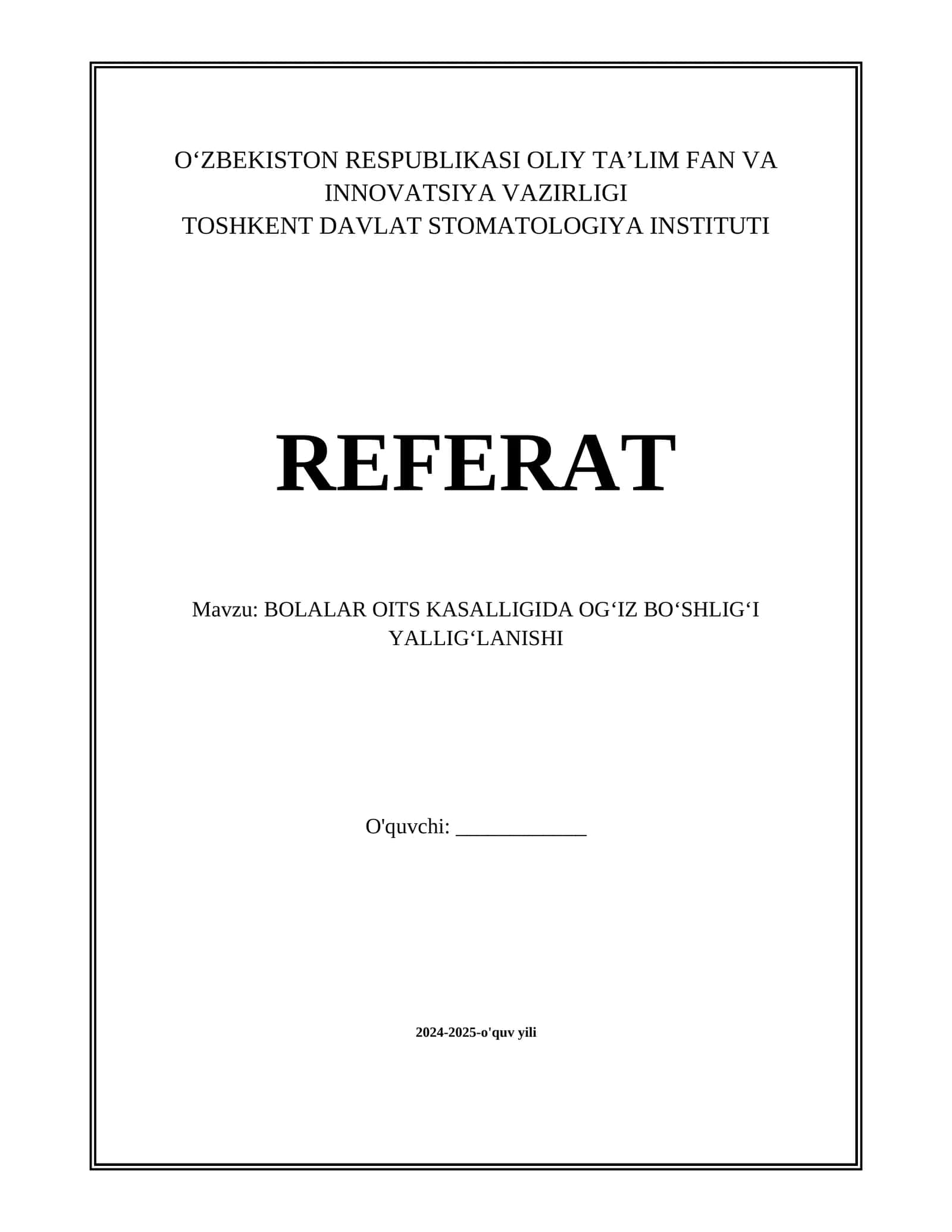 BOLALAR OITS KASALLIGIDA OGʻIZ BOʻSHLIGʻI YALLIGʻLANISHI 1