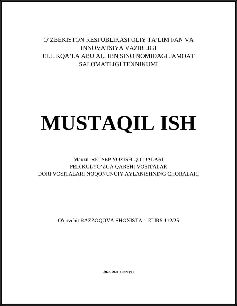 RETSEP YOZISH QOIDALARI 1