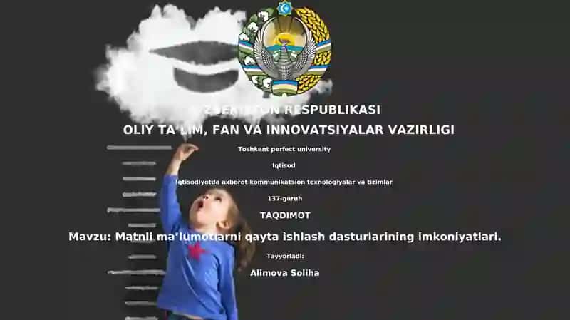 Matnli ma’lumotlarni qayta ishlash dasturlarining imkoniyatlari
