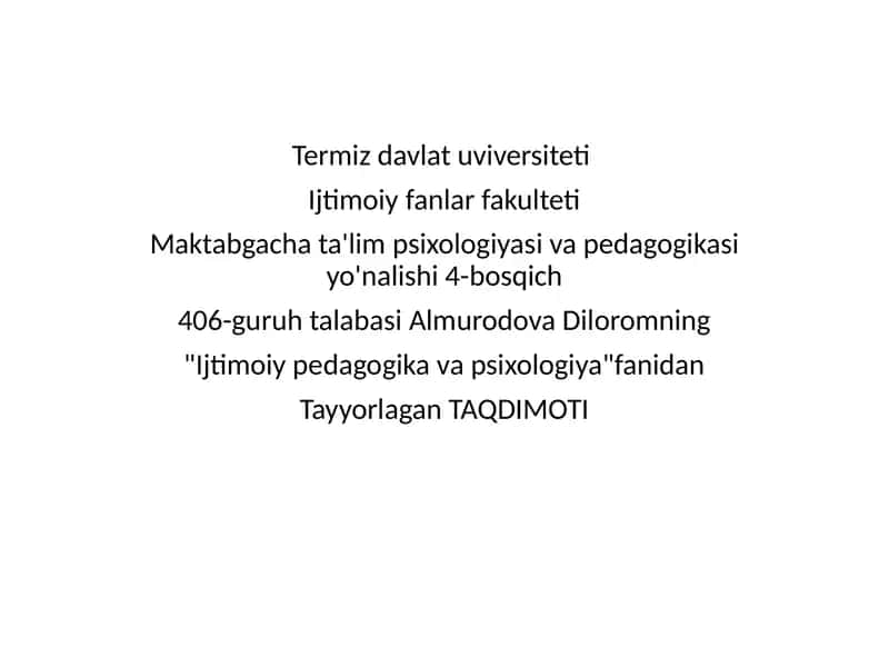 Ijtimoiy pedagogika va psixologiya 1
