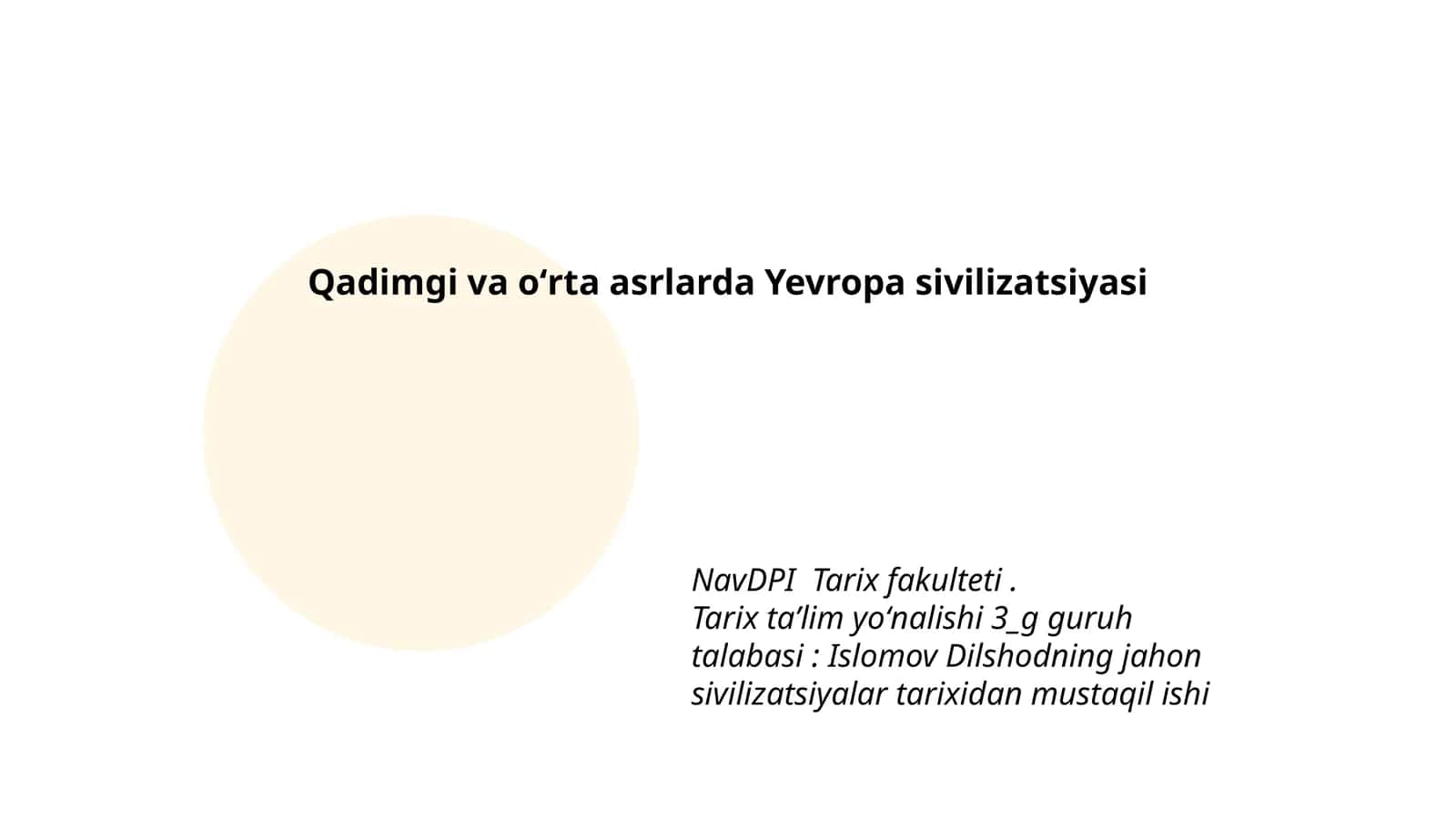 Qadimgi va oʻrta asrlarda Yevropa sivilizatsiyasi 1